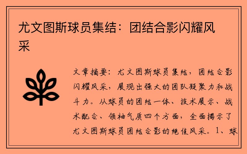 尤文图斯球员集结：团结合影闪耀风采