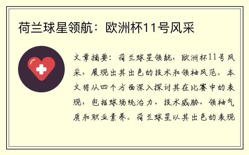 荷兰球星领航：欧洲杯11号风采